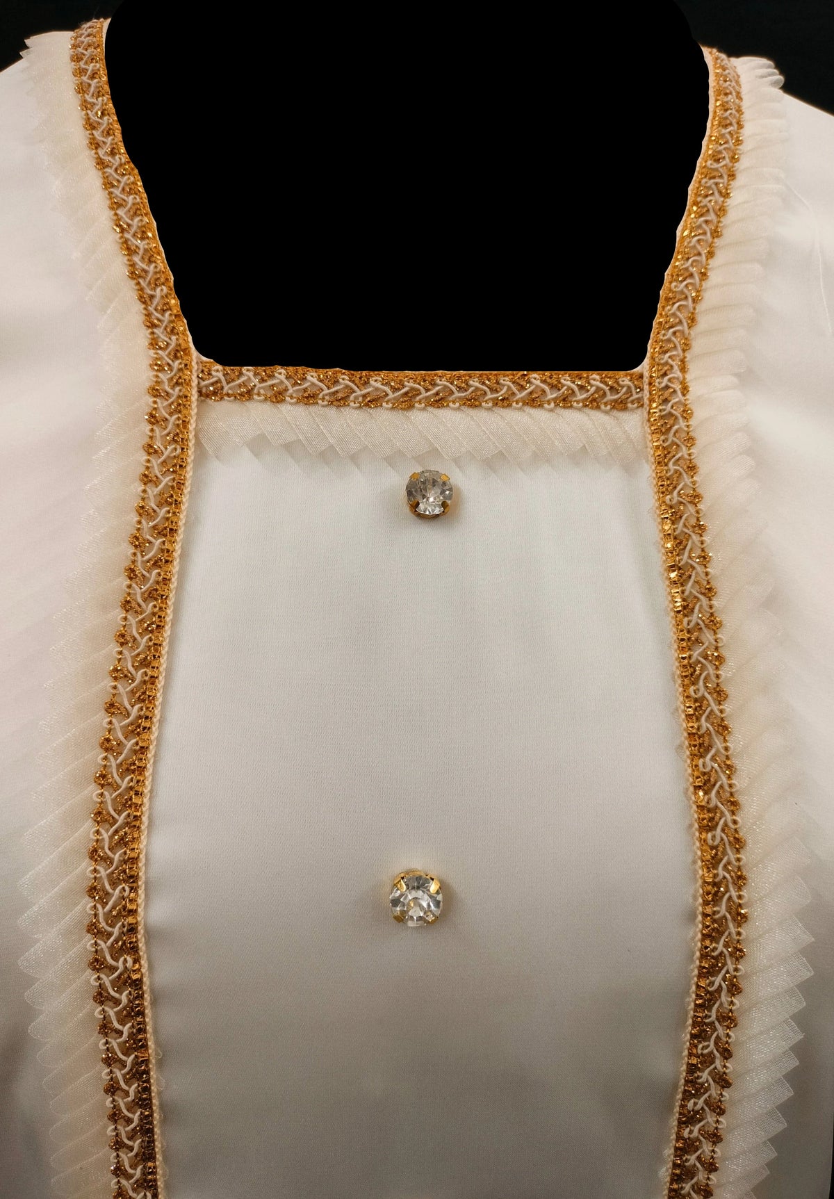 Safa Off White Golden Premium Satin Kameez