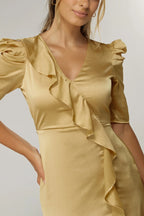 Daisy Light Gold Crepe Maxi Dress