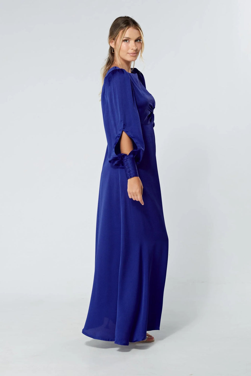 Lila Cobalt Blue Knotted Front Maxi Dress