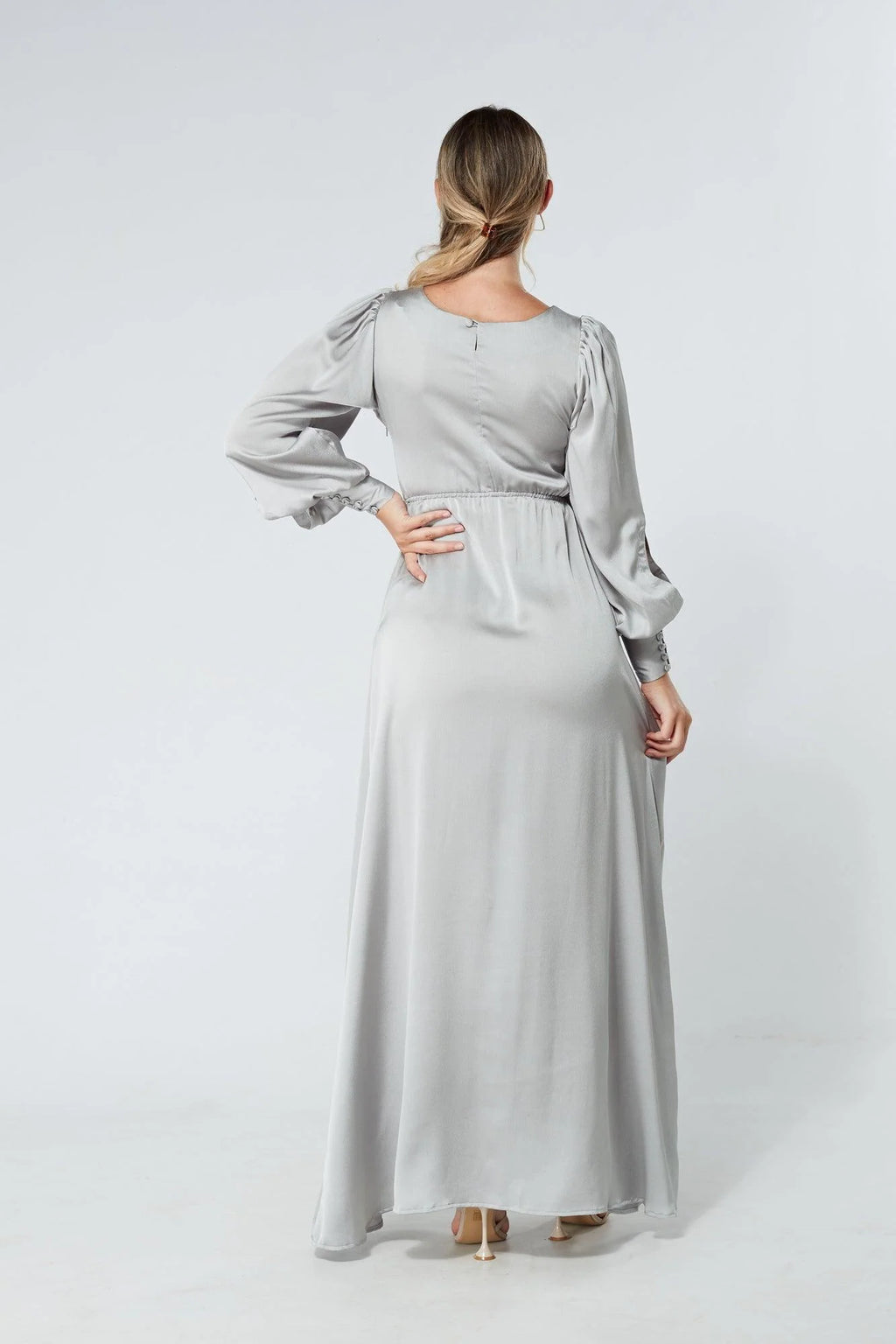 Lila Silver Knotted Front Maxi Dress