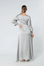 Lila Silver Knotted Front Maxi Dress
