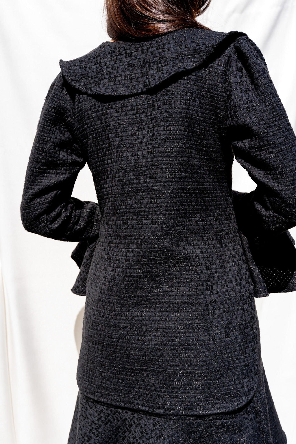 Arabella Black Top With Oversized Collar