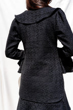 Arabella Black Top With Oversized Collar