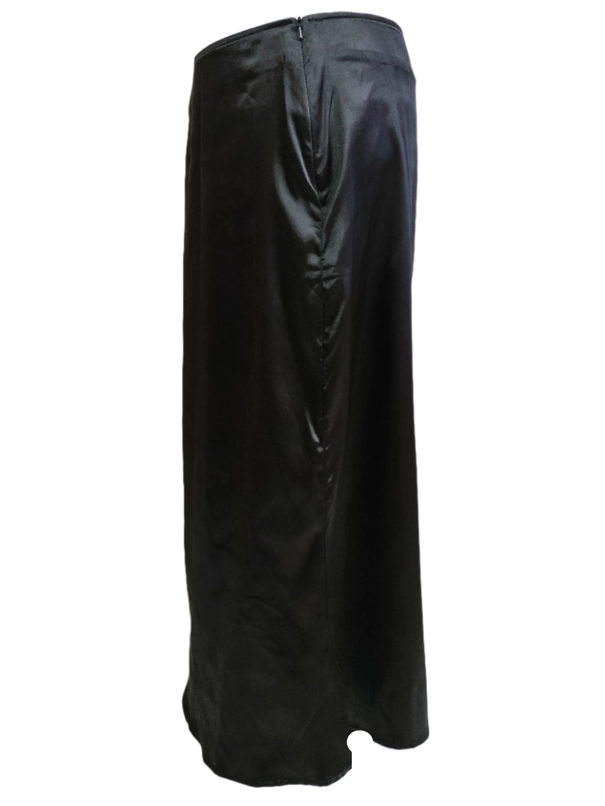 Elisa Black Satin Midi Skirt