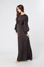 Lara Black Knotted Front Soft Crepe Maxi Dress