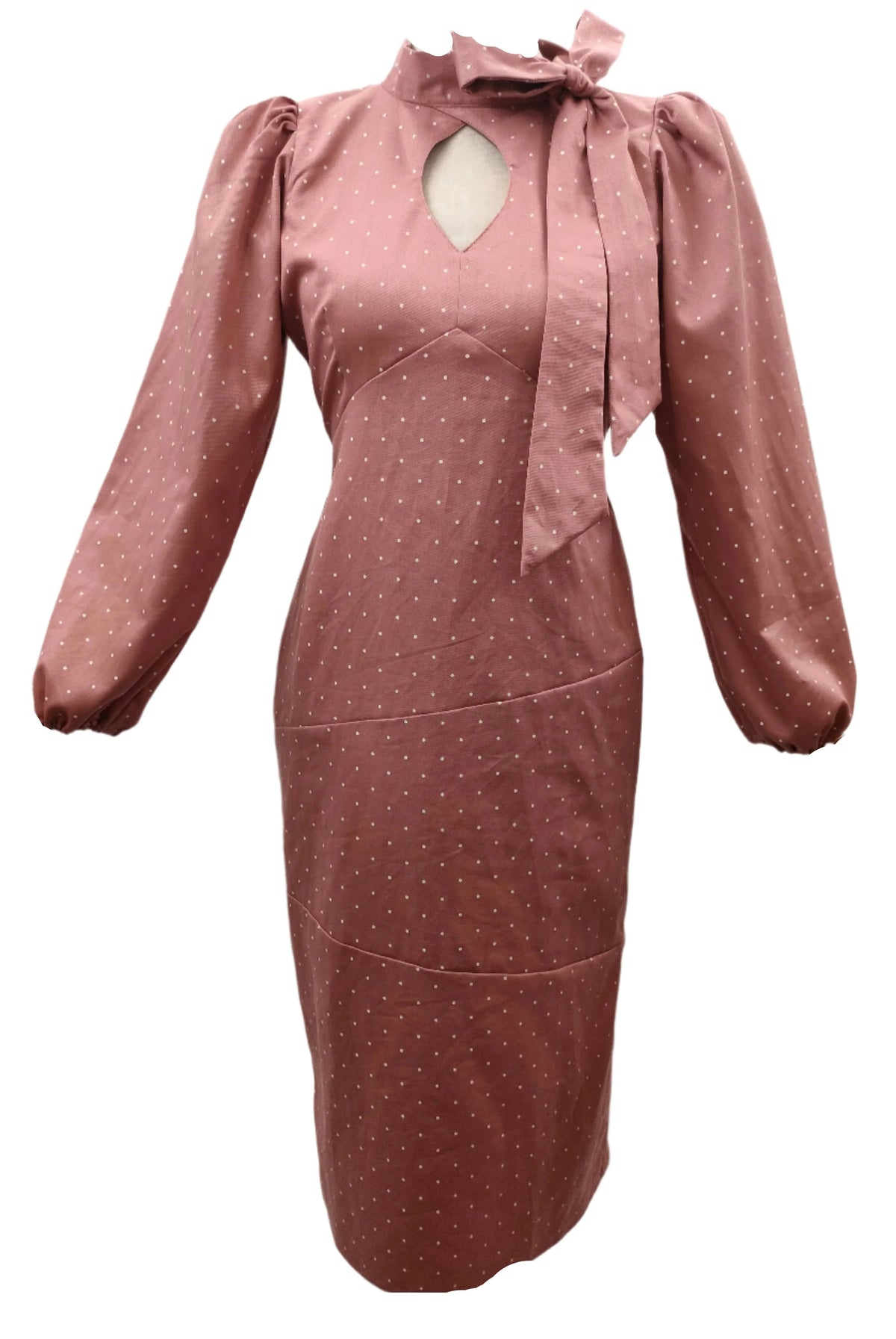 Britney pink midi dress with long sleeves