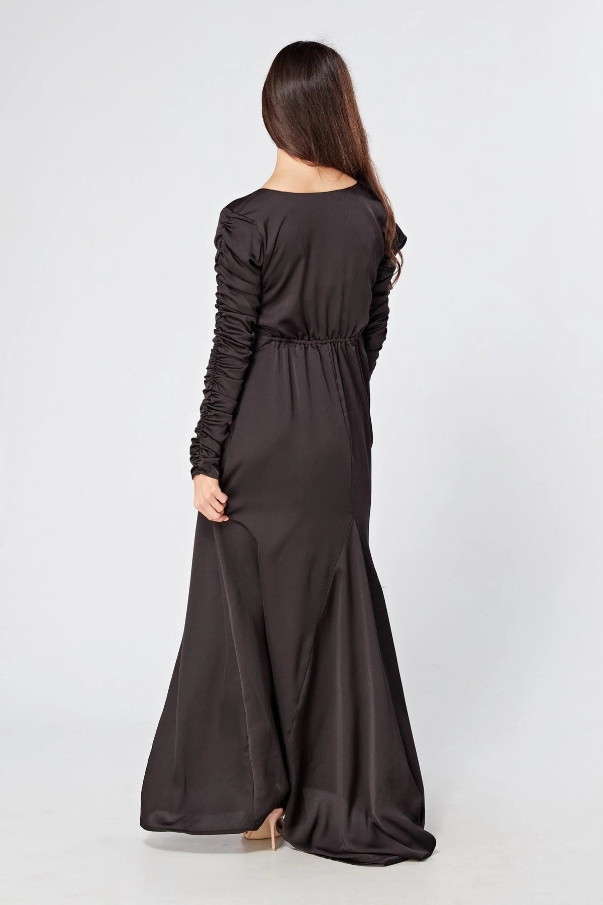 Ella Black Crepe Maxi Dress