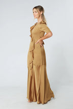 Daisy Dark Gold Crepe Maxi Dress