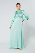 Lila Aqua Knotted Front Crepe Maxi Dress