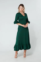 Francesca Satin Green Midaxi Dress