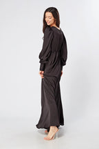 Lara Black Knotted Front Soft Crepe Maxi Dress