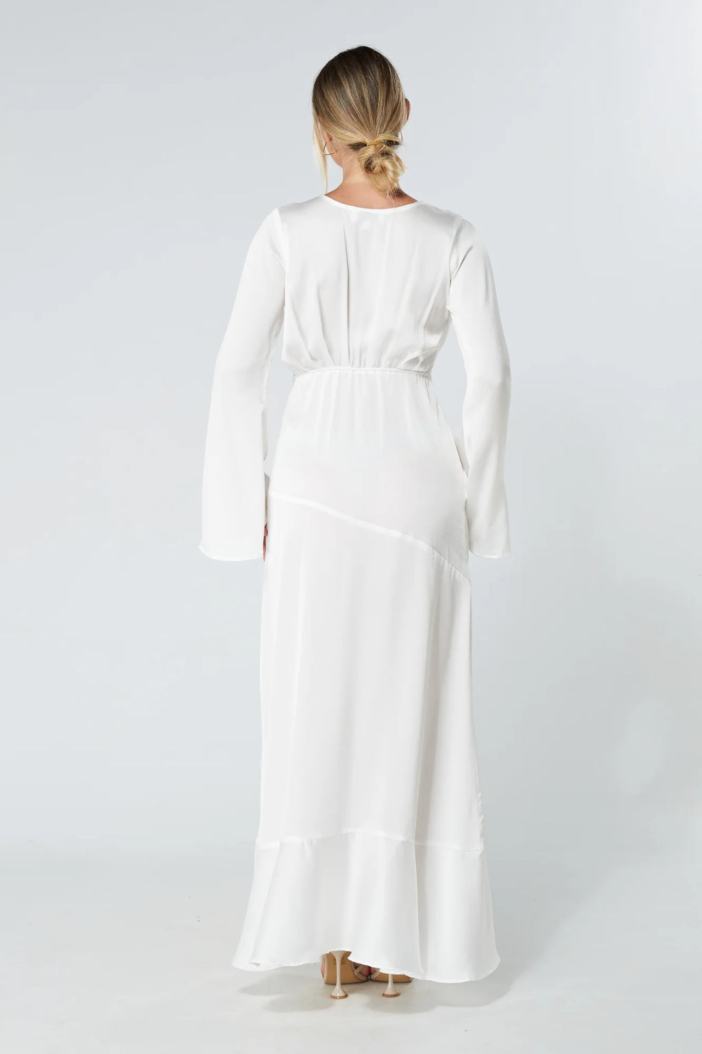 Lucia White Kimono Sleeves Maxi Dress