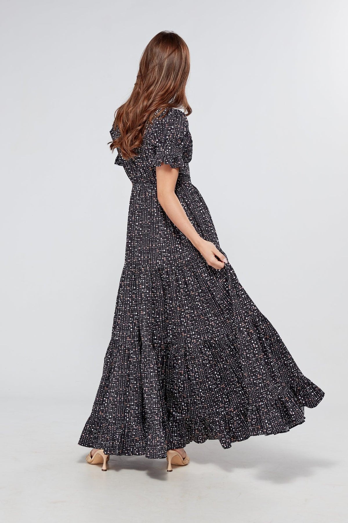 Alaya Black Printed Maxi Dress