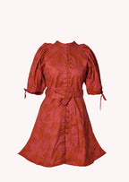 Mila red light denim mini dress with belt