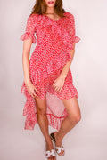 Dahlia Floral Red Midi Dress