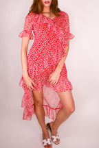 Dahlia Floral Red Midi Dress