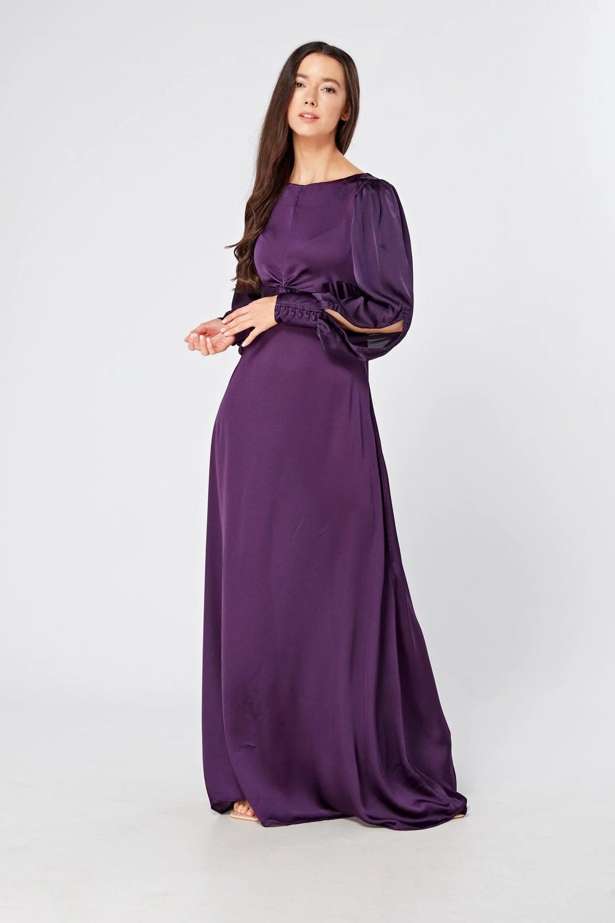 Lila Purple Knotted Front Soft Crepe Maxi Dress