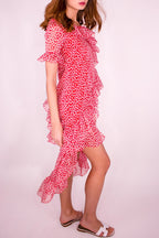 Dahlia Floral Red Midi Dress