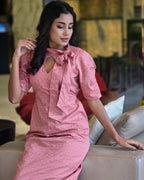 Britney pink midi dress with short sleeves