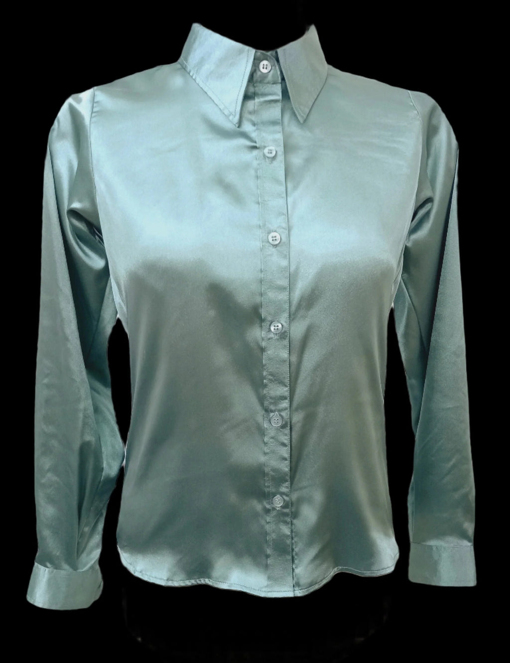 Adora Dusty Blue Satin Shirt
