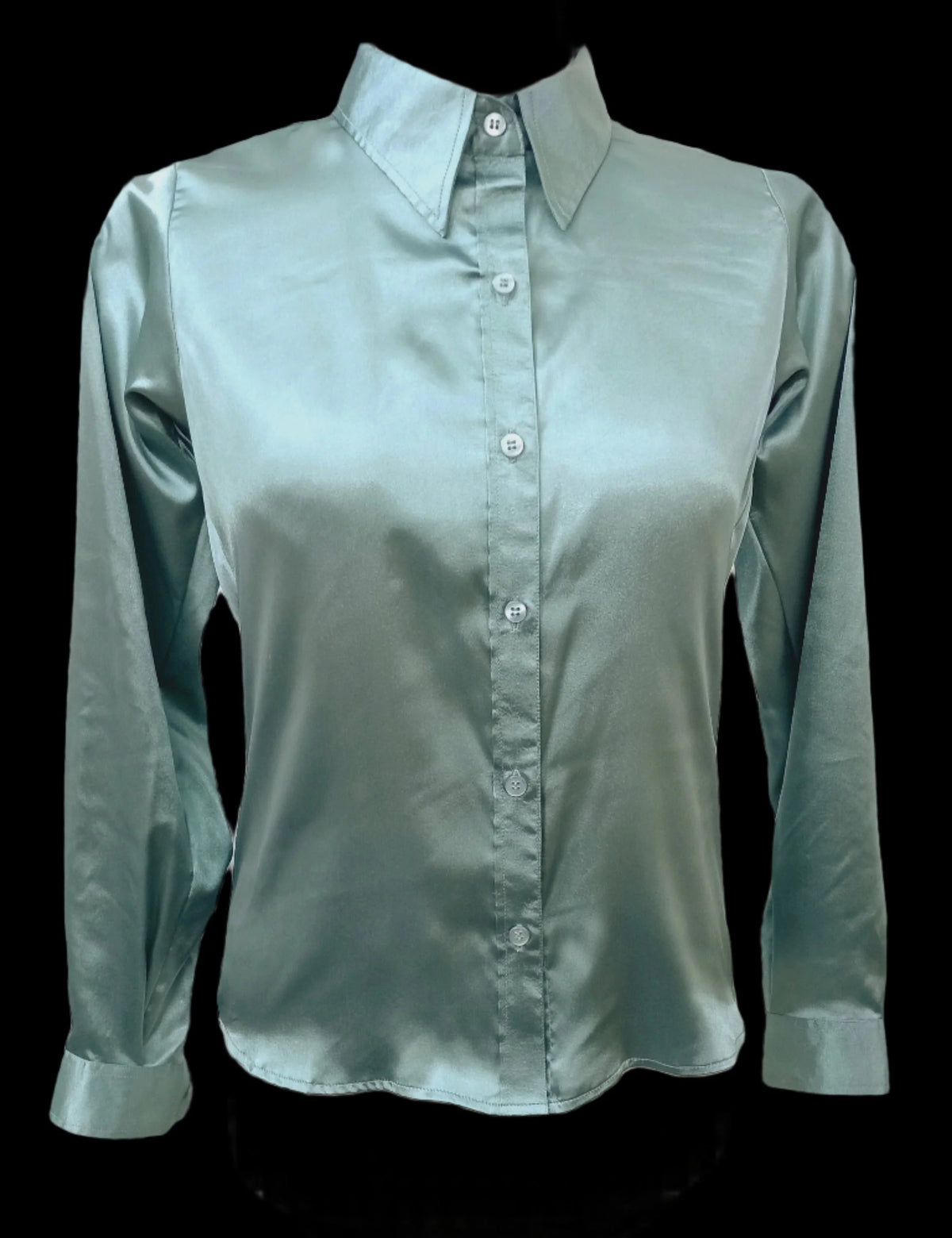 Adora Dusty Blue Satin Shirt