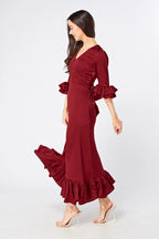Francesca Satin Feel Red Midaxi Dress