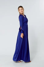 Delilah Cobalt Blue Satin Maxi Dress