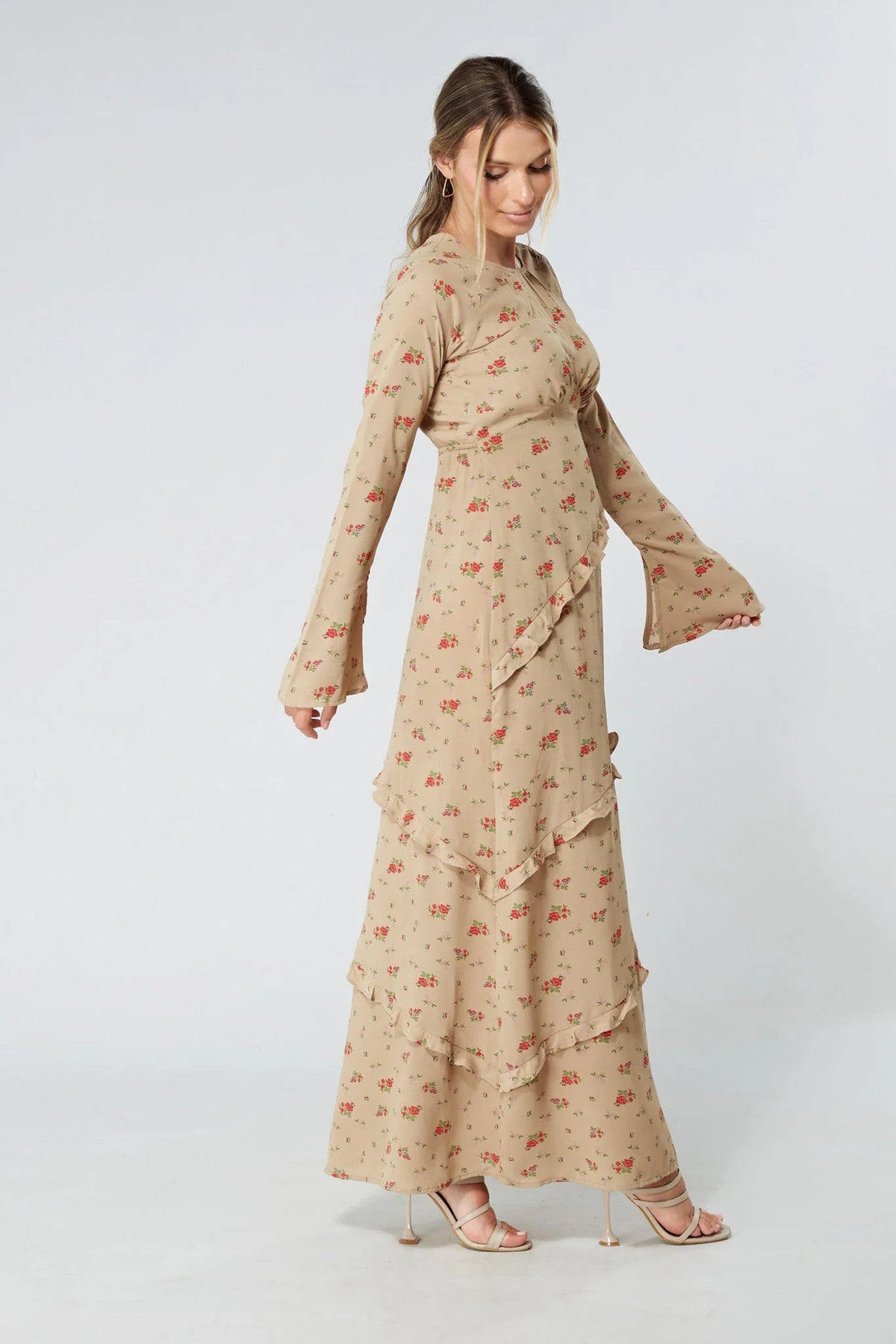 Fleur Beige Floral Maxi Dress
