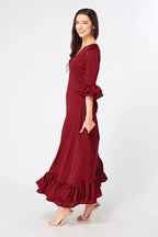 Francesca Satin Feel Red Midaxi Dress