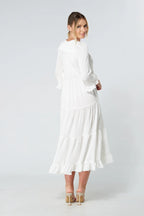 Gia White Tiered Maxi Dress