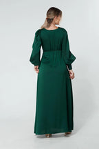 Lila Green Knotted Front Crepe Maxi Dress