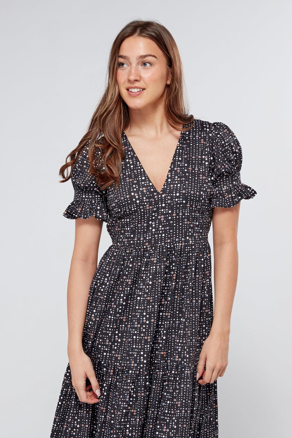 Alaya Black Printed Maxi Dress