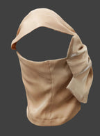 Soomin Shimmery Beige Crop Top With Oversized Bow
