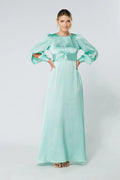 Lila Aqua Knotted Front Crepe Maxi Dress