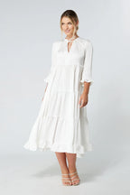 Gia White Tiered Maxi Dress