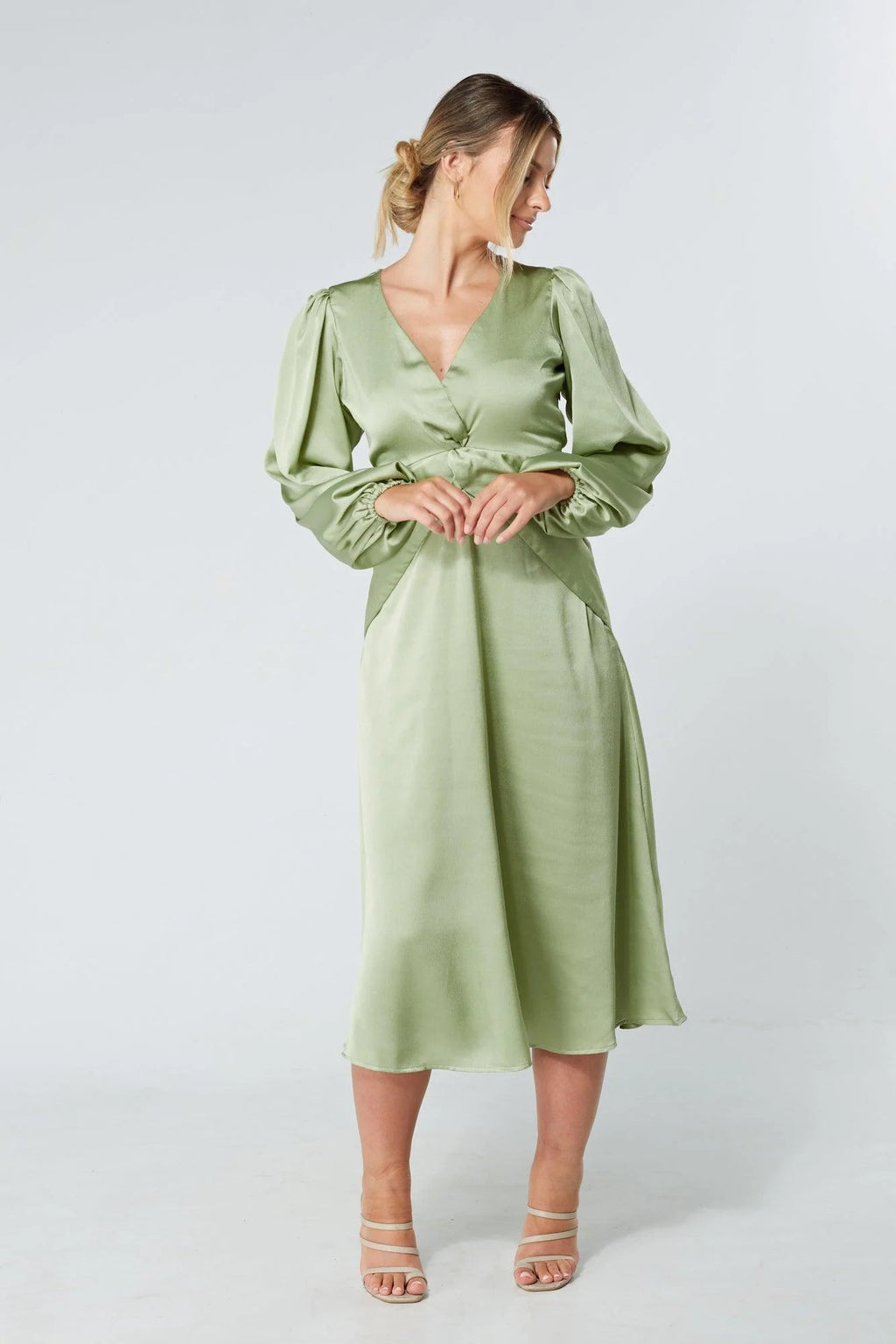 Calissa Olive Crepe Midaxi Dress