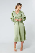 Calissa Olive Crepe Midaxi Dress