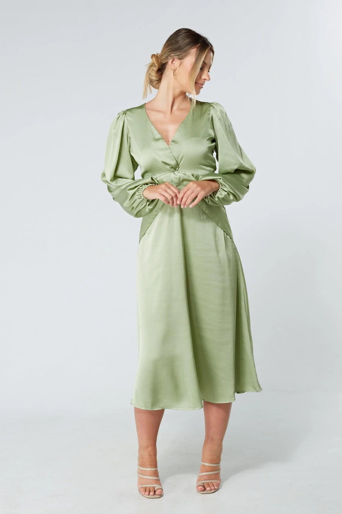 Calissa Olive Crepe Midaxi Dress