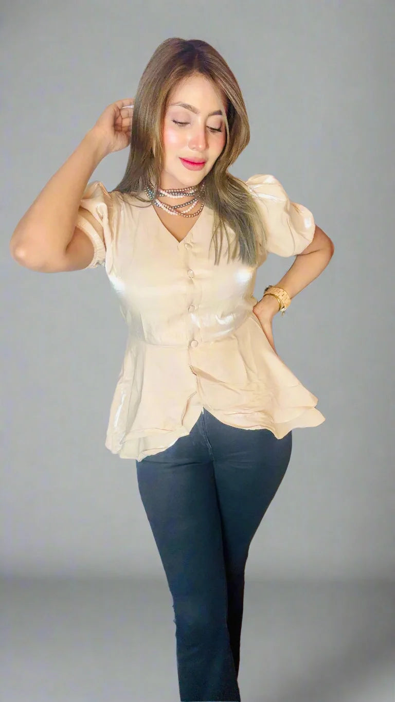 Linda Shimmery Beige Top