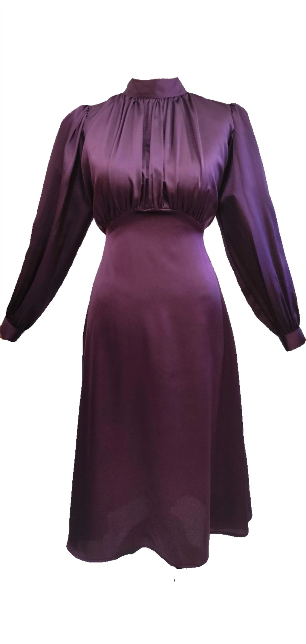 Emily Purple Satin Midi Dress