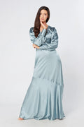 Naomi Dusty Blue Satin Maxi Dress