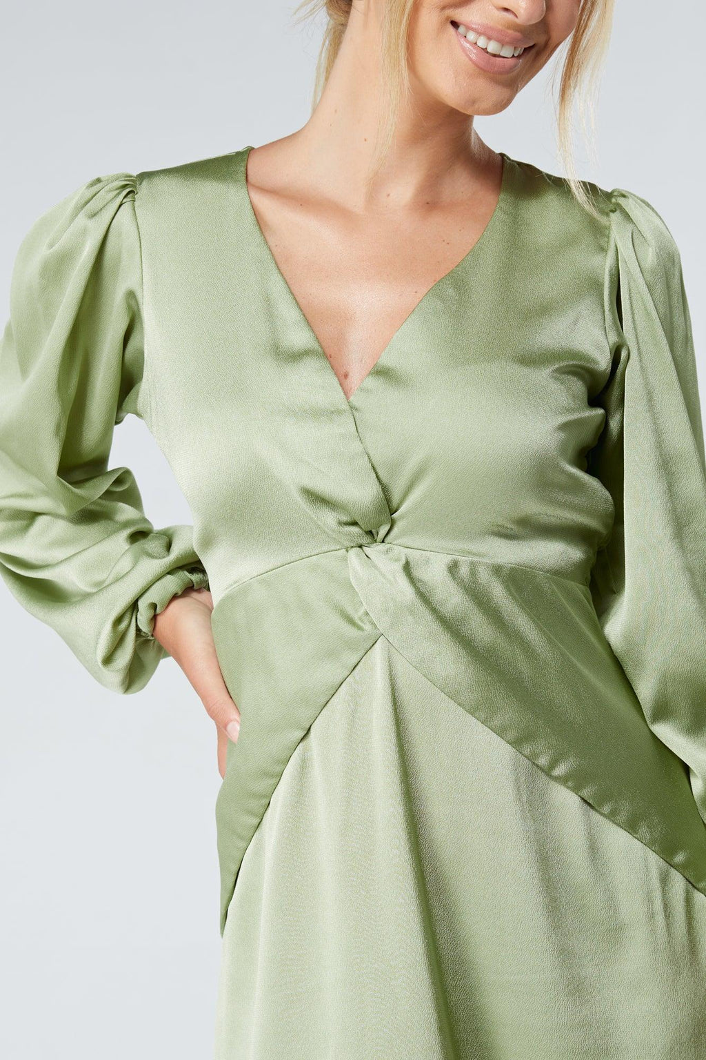Calissa Olive Crepe Midaxi Dress