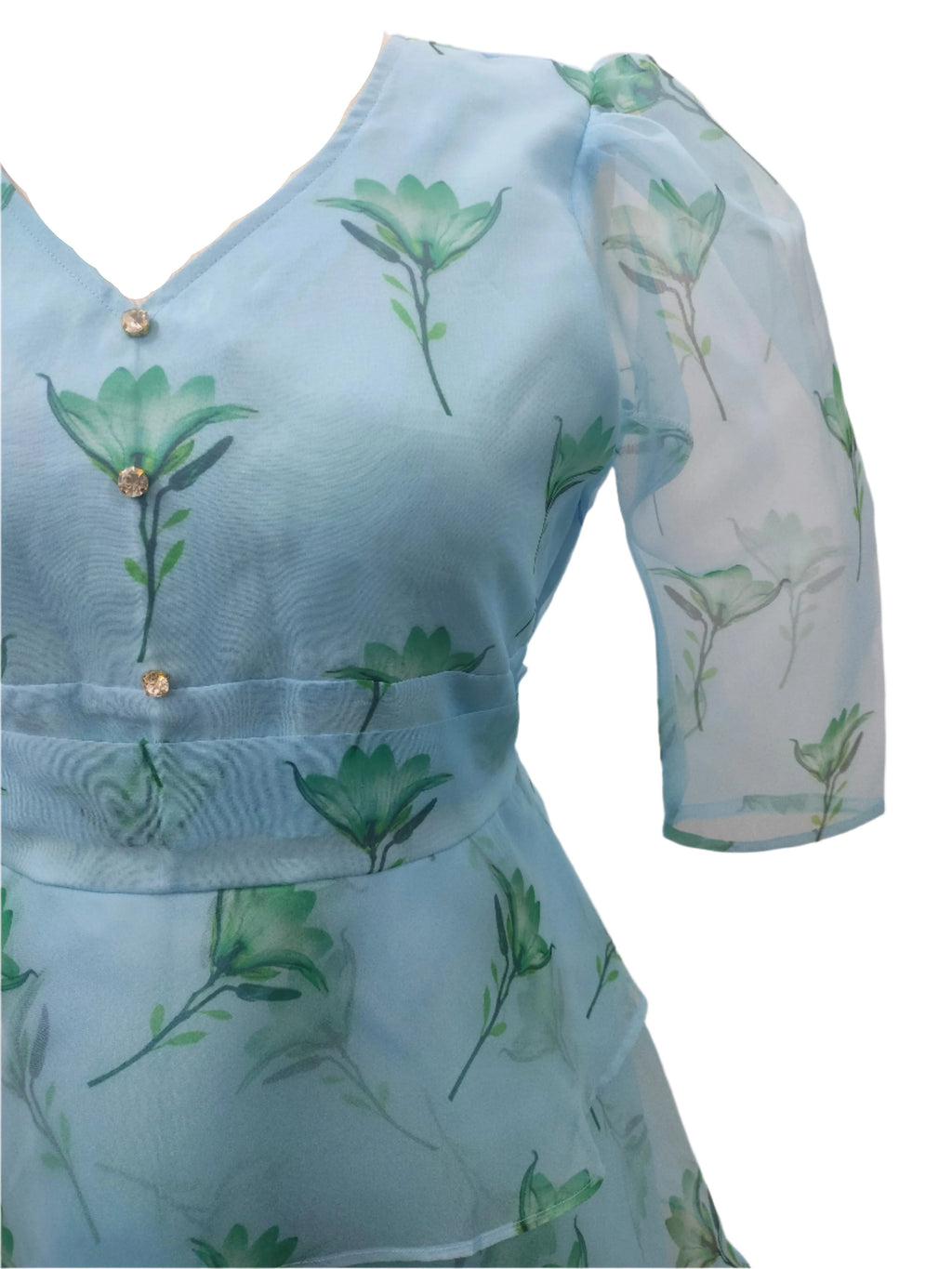 Quinn Floral Sky Blue Mini Dress