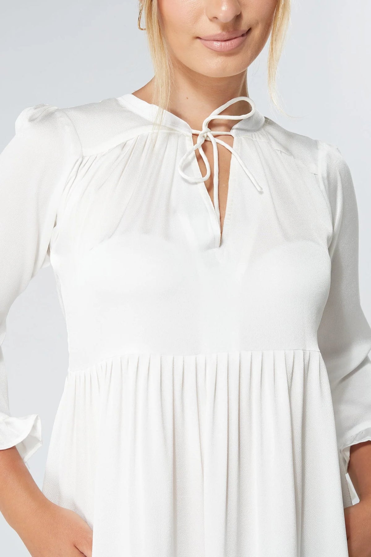 Gia White Tiered Maxi Dress