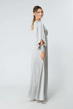 Lila Silver Knotted Front Maxi Dress