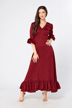 Francesca Satin Feel Red Midaxi Dress