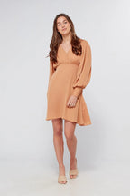 Pia Beige Georgette Mini Dress
