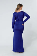 Alessandra Cobalt Blue Satin Crepe Maxi Dress