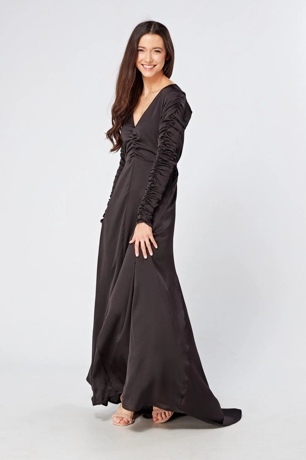 Ella Black Crepe Maxi Dress