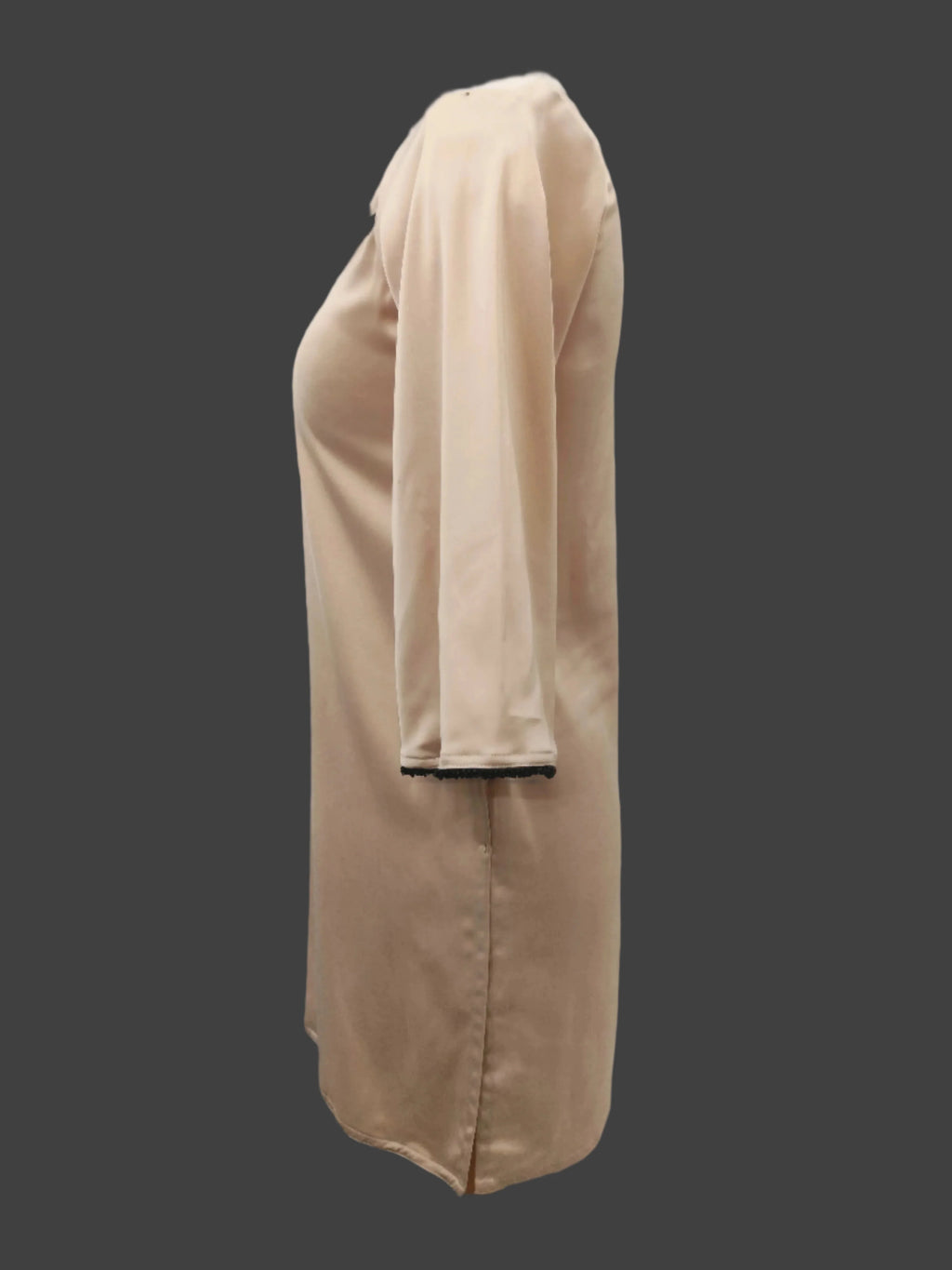 Nisha Beige Black Premium Satin Kameez